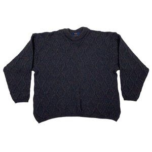 Knitwear By Robbie Read Sweater 100% Wool Dark Purple Cable Knit Mens Large